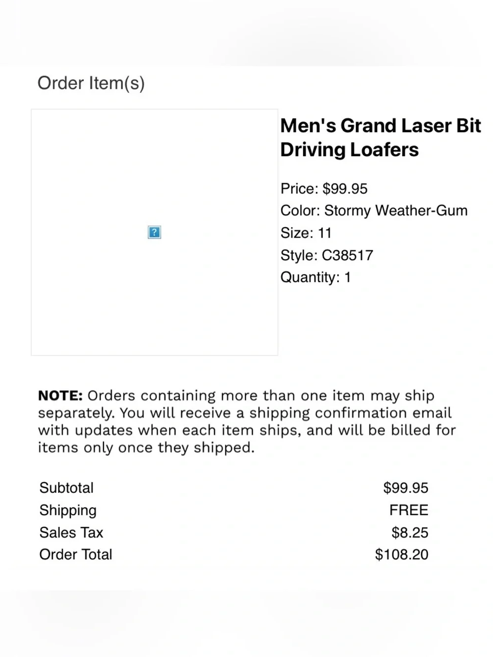 NWOT Cole Haan Men's Grand Laser Bit Driving Loafers - 11 - stormy weather gum